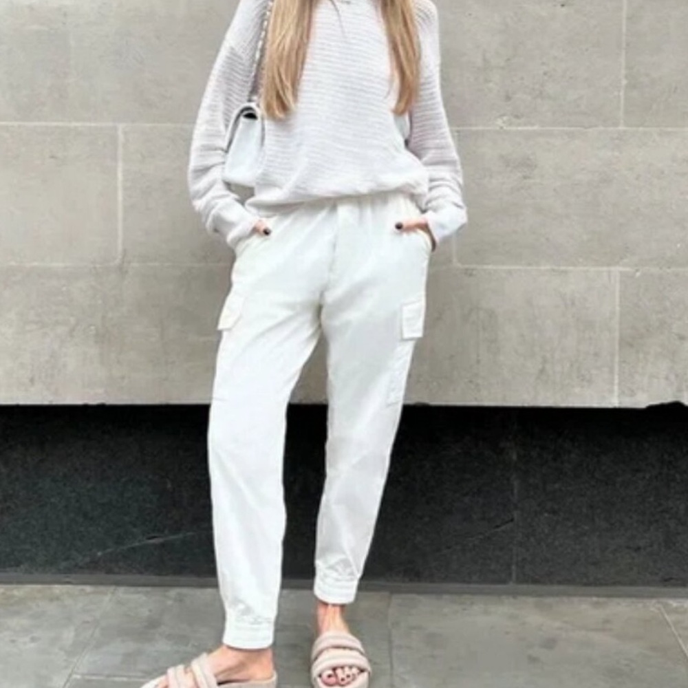 Varley Cream Cargo Pants from Revolve